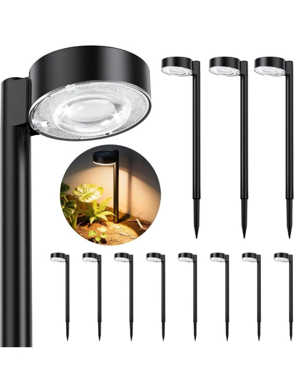 12 Pack Solar Pathway Lights - Bright LED Outdoor Landscape Lighting for Yard